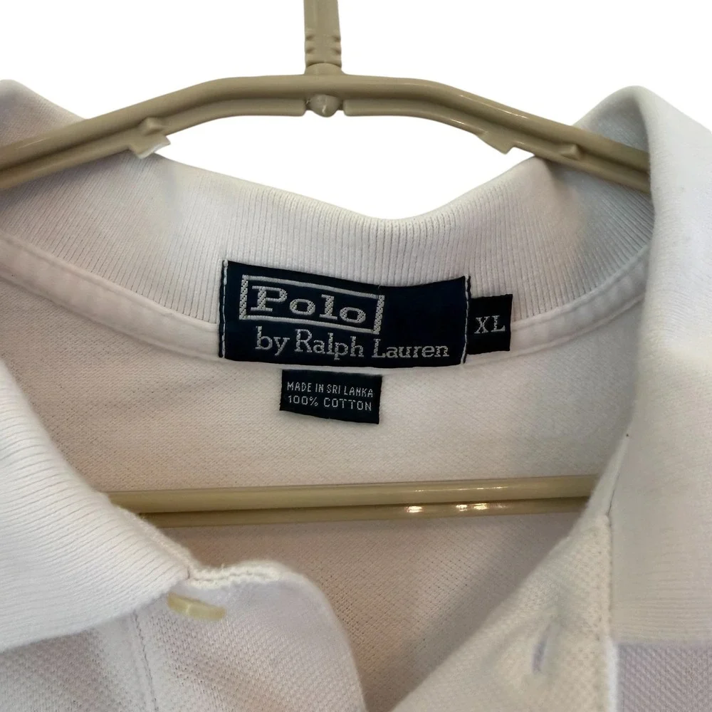 Polo Ralph Lauren Mens XL White Short Sleeve RLPC Crest Number 4 Polo Shirt